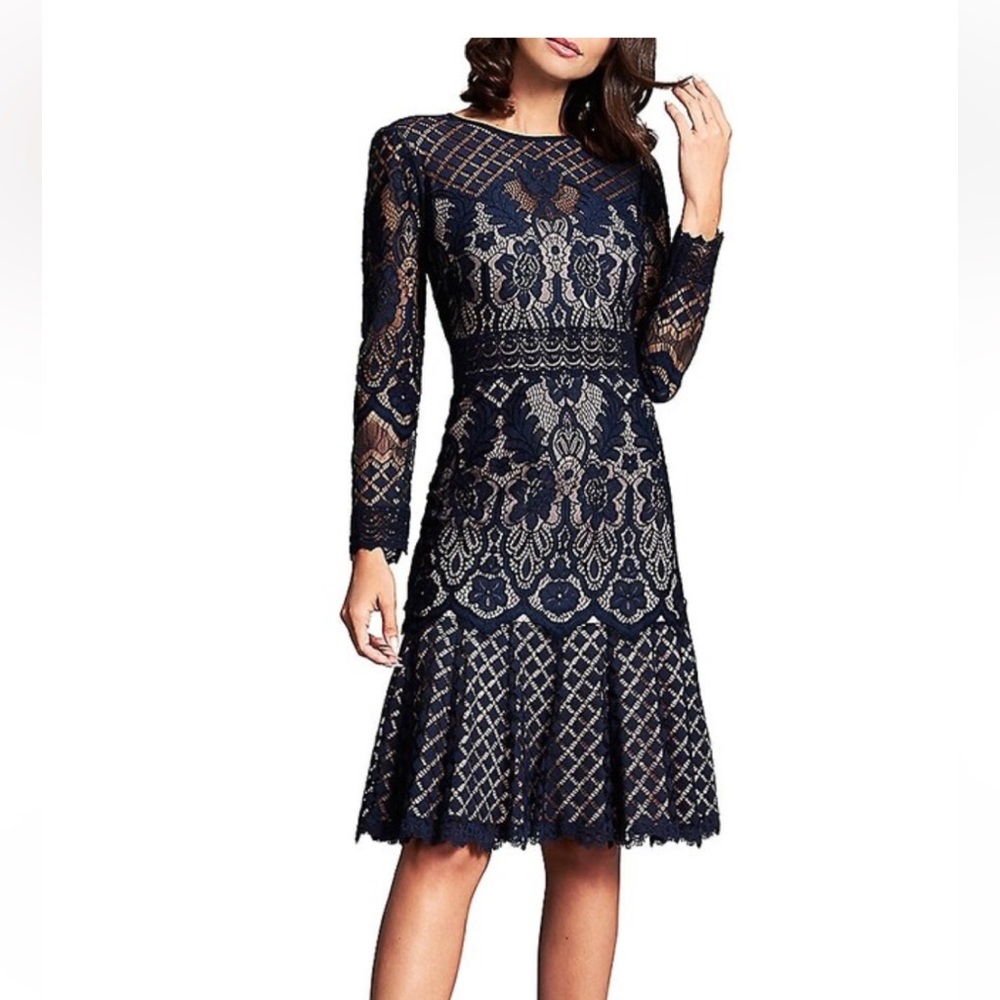 Elegant Navy Lace Dress